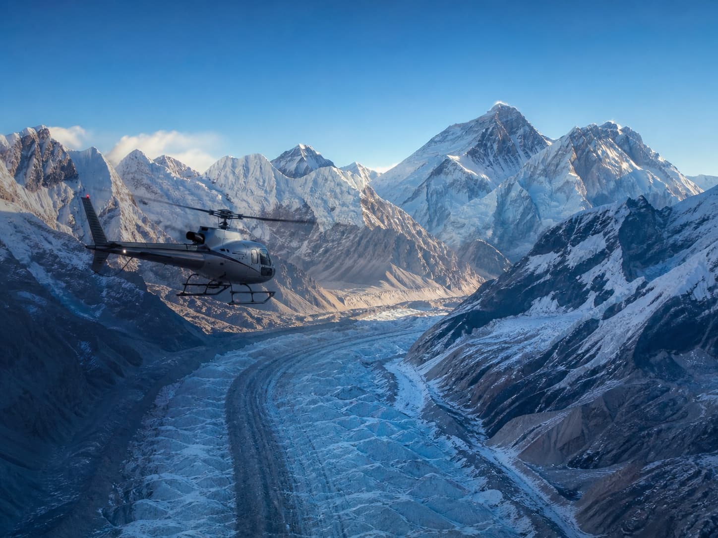 Everest region seen from a helicopter in Nepal